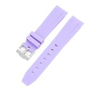 SSNAWBA Correa de silicona con extremo curvado de 20/21/22 mm compatible con Rolex Omega Hebilla de acero inoxidable Hombres Mujeres Caucho de calidad Reemplace la correa de reloj de pulsera(PURPLE)