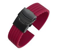 SSNAWBA Correa deportiva de silicona for hombre, hebilla plegable de 18/20/22/24mm, pulsera de repuesto Universal de goma resistente al agua, accesorios for reloj(Wine red black,24mm)