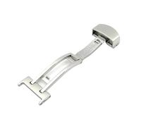 SSNAWBA Hebilla de correa de reloj desplegable de acero inoxidable, 14mm, 16mm, 18mm, 20mm, 22mm, botón plegable de Metal, accesorios de cierre de correa plateada(14mm)