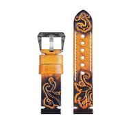 SSNAWBA Pulsera tallada retro PRG-600 compatible con Casio PROTREK Series PRG-650Y PRW-6600YB Correa de reloj de cuero genuino Correa de reloj for hombre(Orange)