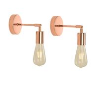 SSNCcNC 2 paquetes lámpara de pared cuarto de baño Apliques de pared Dentro Vintage Oro rosa metal Retro Cuarto sala comedor balcón Desván Polo Iluminación de pared E27
