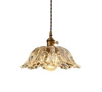 SSNCcNC Antiguo Vidrio Colgante de luz Moderno Flor diseño nórdico Latón lámpara de techo lámpara de comedor lámpara colgante E27 candelabro corredor dormitorio cocina retro
