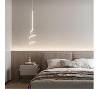 SSNCcNC Blanca, LED mesilla de noche Lámpara colgante Moderno Nórdico Minimalismo Lámparas colgantes 22W Luz cálida 3000K dormitorio salón Ø15*50cm