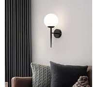 SSNCcNC Modern Adentro Apliques nórdico esfera de cristal lámpara de pared Lámpara de noche Decoración Iluminación de pared E27 desván Dormitorio Sala Para estudiar luz de pared D15*H30CM,Negro