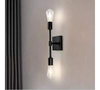 SSNCcNC Negro, Retro Lámpara de pared 2 llamas Luz de espejo Clásico Arte Apliques de pared Industrial Iluminación de pared Desván Cuarto sala de estar Luz de baño Toma E27 Luz de maquillaje