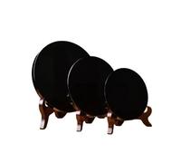 SSOPTMCB 1 Disco de Espejo obsidiana 120 mm for decoración del hogar, Regalo + Soporte Gemstone Stone