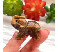 SSOPTMCB 1pc Clear Quartz Elephant Carving Ornament Crystal Animal Healthy Gift Family Decoration (Color : Tigereye) Gemstone Stone