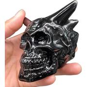 SSOPTMCB 1PC Crystal Obsidian Carved Horn Skull Home Ornaments and DIY Decorations Decor(Size:1pcs) Gemstone Stone