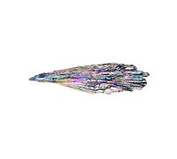 SSOPTMCB 1pc Quartz Crystal Jet Stone Rainbow Titanium Cluster Electroplate Color Feather Shape Ornament Ornaments Gemstone Stone