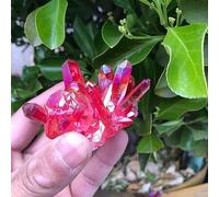 SSOPTMCB 1pcs Rose Flame Aura Quartz Crystal Cluster Ornaments Gemstone Stone