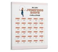 SSOPTMCB 30 Day Skipping Rope Challenge Poster Home Workout Plan Fat Burn Cardio Exercise Chart Wall-Art Decor(Framed,16x24inch(40x60cm))