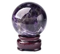 SSOPTMCB 8.5cm, Large Amethyst Crystal Ball with Stand Purple & White Crystals Sphere Gemstone Witchcraft Home Decor Stone Gemstone Stone