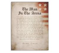 SSOPTMCB Aesthetic The Man In The Arena Poster Theodore Roosevelt Motivational Quotes Vintage Wall-Art Canvas for Farmhouse Style Decor(Unframed,08x12inch(20x30cm))