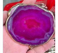 SSOPTMCB Agate Geode Piece Insulated Coasters Crystal Board Jade with Gold-Plated Lace Trim Ornaments (Size : 80-90mm) Gemstone Stone