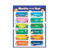 SSOPTMCB All-in-One Early Learning Poster Set - Months, Seasons, Weather, Days of the W or Kindergarten, Homeschool & Daycare Decor(Framed,16x24inch(40x60cm))