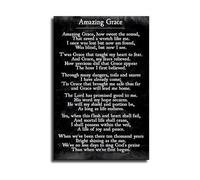 SSOPTMCB Amazing Grace Hymn Lyrics Wall-Art - Uplifting Canvas Print with Full Song, Inspirational Decor for Christian Home, Church, or Office(Framed,12x18inch(30x45cm))