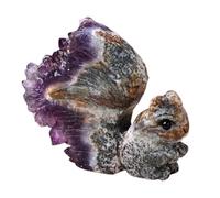 SSOPTMCB Amethyst Cluster Squirrel Crystal Statue Sculpture Home Study Table Desk Decor Collection Gift for Loved Ones,Small Gemstone Stone
