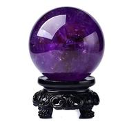 SSOPTMCB Amethyst Crystal Ball with Stand Rock Purple Decorative Balls Stone for Divination, Decoration, 7cm Gemstone Stone