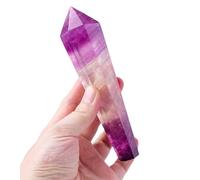 SSOPTMCB Amethyst Fluorite Crystal Tower Stone Point Purple Hexagonal Wand Balancing Gift for Feng Shui Home Office Decor,250~300g Gemstone Stone
