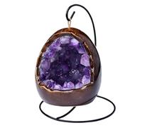 SSOPTMCB Amethyst Geode Night Light Citrine Egg Quartz Crystal Lamp Bedside for Home Decor,Bedroom, Living Room Ideal Gift for Women & Men,Purple Gemstone Stone