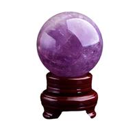 SSOPTMCB Amethyst Quartz Crystal Ball Gemstone with Base Stone Sphere Ornament for Divination Feng Shui Home Decor,80mm Gemstone Stone