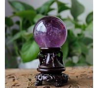 SSOPTMCB Amethyst Quartz Sphere Ball with Stand, Purple Crystal Sculpture for, Feng Shui, Home Decor,60mm Gemstone Stone