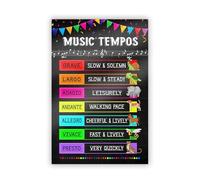 SSOPTMCB Band Room Decor Music Tempos Poster Educational Tempo Chart Wall-Art for Music Classroom Choir Room Students(Framed,16x24inch(40x60cm))