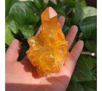 SSOPTMCB Beautiful 1pcs Yellow Flame Aura Quartz Crystal Cluster Gemstone Stone