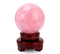 SSOPTMCB Beautiful Crystal Ball, Rose Quartz Sphere,Home Office Decor Gift with Stand,Tabletop Xmas Party Ornament,13cm Gemstone Stone