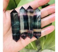 SSOPTMCB Beautiful Crystal Fluorite Hexagonal Column Rainbow Double cusp Point Magic Wand Streaked (Size : 5pc) Gemstone Stone