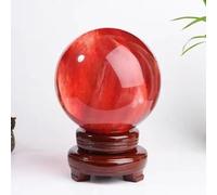 SSOPTMCB Beautiful Red Clear Smelt Quartz Crystal Ball with Stand for, Divination Sphere, Home Decoration, Fengshui,Red ball-13cm Gemstone Stone