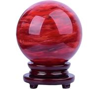 SSOPTMCB Beautiful Red Crystal Ball,Melting Quartz Sphere Sculpture Ornament for, Divination, Home Decoration, Fengshui,20cm Gemstone Stone
