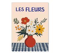 SSOPTMCB Bedroom & Living Room Wall-Art, Les Fleurs Colorful Abstract Poster, Modern Boho Flower Market Canvas Print(Framed,08x12inch(20x30cm))
