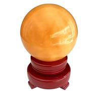 SSOPTMCB Beige Jade Polished Crystal Ball,Feng Shui Stone for Home Office Desk Decor, Wealth & Grounding, Chinese Style Living Room Ornament,8cm Gemstone Stone