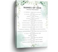 SSOPTMCB Biblical Poster Names of God Wall-Art Print Scripture Decor for Worship Room Office Inspirational Christian Gift(Framed,12x18inch(30x45cm))