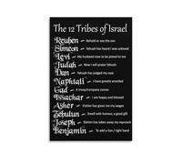 SSOPTMCB Biblical Wall-Art: 12 Tribes of Israel Chart with Hebrew Names & Meanings - Christian Faith Home Office Decor(Framed,16x24inch(40x60cm))