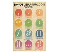 SSOPTMCB Bilingual Punctuation Guide Canvas | Side-by-Side Spanish & English Rules for Comparison | Educational Wall-Art for Language School or Home Office(Framed,16x24inch(40x60cm))