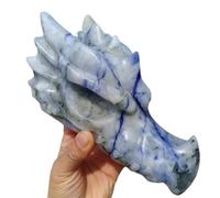 SSOPTMCB Blue Dongling Dragon Skull, Quartz Crystal Ore Carved Head, Decor Home Decor(Size:2-2.5kg about20cm) Gemstone Stone