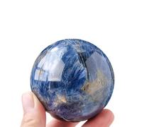 SSOPTMCB Blue Topaz Crystal Ball Ornaments Stone Polished Lapis Lazuli Home Desktop Decoration Crafts,40~45mm Gemstone Stone