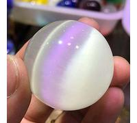 SSOPTMCB Bola decorativa de cristal natural raro blanco ojo de gato bola de cristal decoración del hogar cristales de reiki (tamaño: 50 mm)