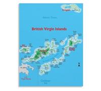 SSOPTMCB BVI Islands Map Poster Wall-Art For Home Decor Travel Geography(Framed,08x12inch(20x30cm))