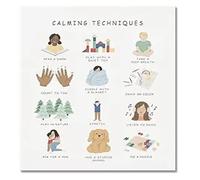 SSOPTMCB Calming Corner Mental Health Posters Feelings Calming Techniques Boho Emotions Chart Classroom Decor(Framed,08x12inch(20x30cm))