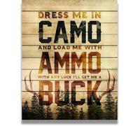 SSOPTMCB Camo Hunting Wall-Art for Hunters, Dress Me In Camo Rustic Cabin Decor, Farmhouse Style Poster for Man Cave, Lodge, and Home Office(Framed,12x18inch(30x45cm))
