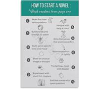 SSOPTMCB Canvas Wall-Art Print How to Start A Novel Guide for Fiction Writers Educational Poster for Study Decor(Unframed,08x12inch(20x30cm))