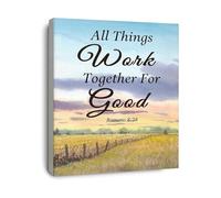SSOPTMCB Christian Bible Verse Canvas Art Romans 8 28 All Things Work Together for Wall Decor for Home Bedroom Living Room Church Gift(Unframed,12x18inch(30x45cm))