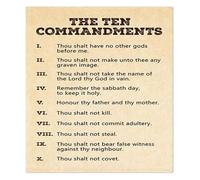 SSOPTMCB Christian Decor The Ten Commandments Poster Bible Scripture Wall-Art for Church Sunday School and Nursery(Framed,12x18inch(30x45cm))