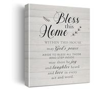 SSOPTMCB Christian Home Decor Bless This Home Wall-Art Inspirational for Housewarming Gift(Framed,08x12inch(20x30cm))