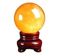 SSOPTMCB Citrine Crystal Balls| Yellow Calcite Sphere Ball|Feng Shui Desktop Decoration| Lucky Divination |Office Living Room Study Porch Ornaments,5.5"(14cm) Gemstone Stone