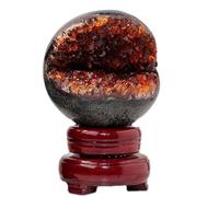 SSOPTMCB Citrine Druzy Geode Crystal Sphere Ball Feng Shui Ornament with Stand Stone for Home Decor Fengshui Accessories Divination,75-80mm Gemstone Stone