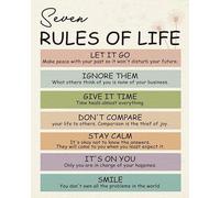SSOPTMCB Classroom Decor Motivational Poster 7 Rules Of Life Inspirational Wall-Art For Teachers Office College Dorm Room Boho Vibes Home Decor(Unframed,08x12inch(20x30cm))